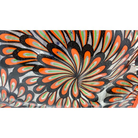 VTG 60s Plastic Reusable Beach Shopping Tote Bag Clear Flower Graphic - Picture 4 of 9